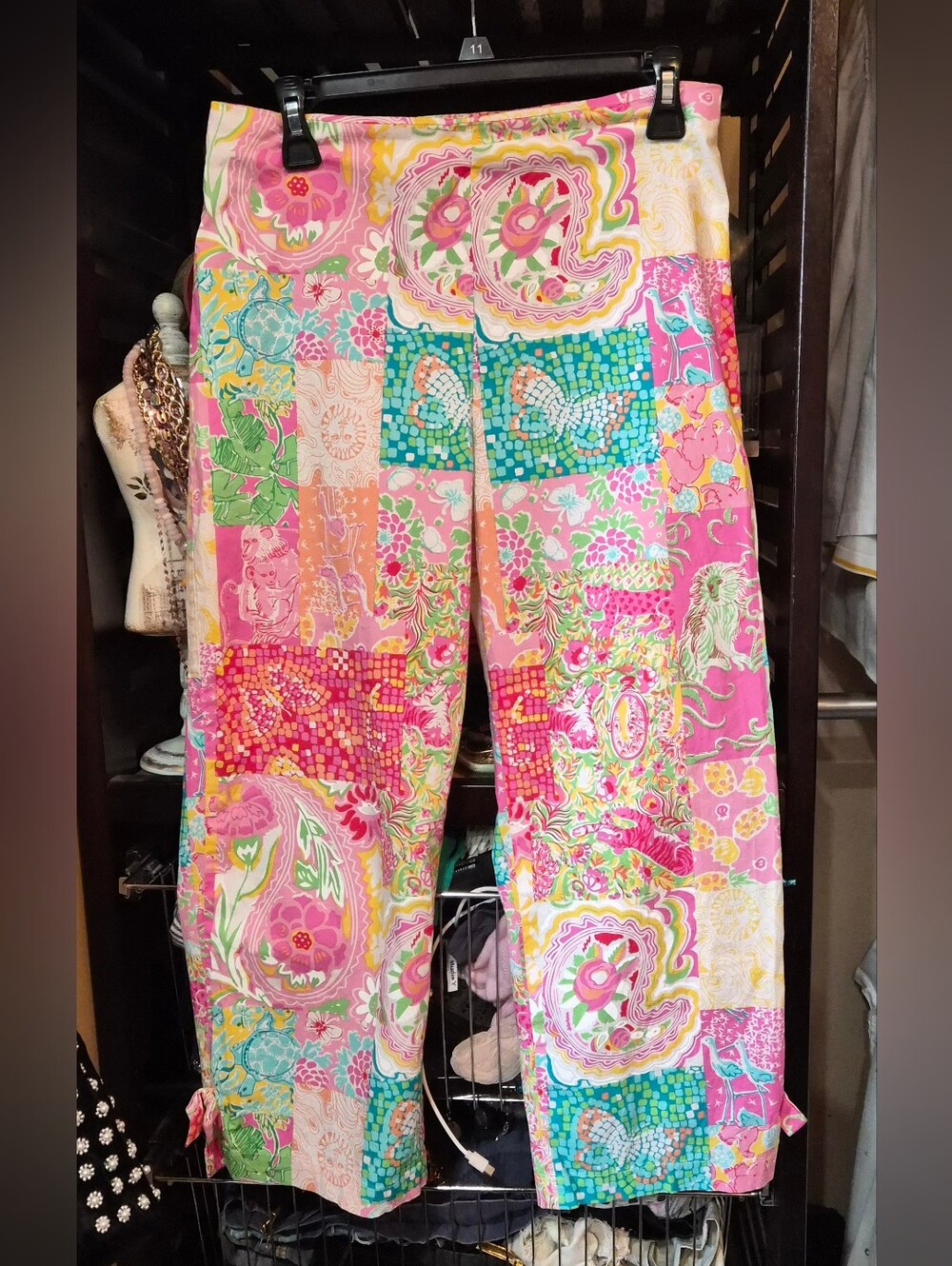Key West Animal Print Floral Patchwork Capri Pants Size 10